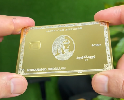 24K GOLD AMEX LASER ENGRAVED (LIFE TIME CARD)