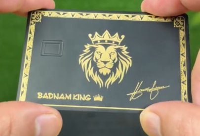 Badnam King Metal Card – Matt Black Surface with Gold Interior
